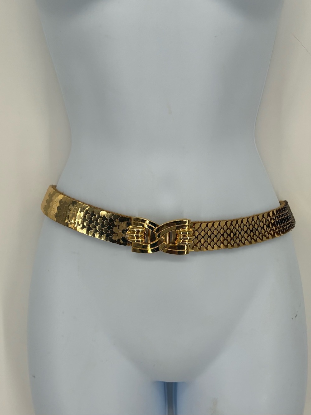 Vintage 80s Gold Waist Belt Sequin Art Deco Retro 90s Outfit Accessory Club